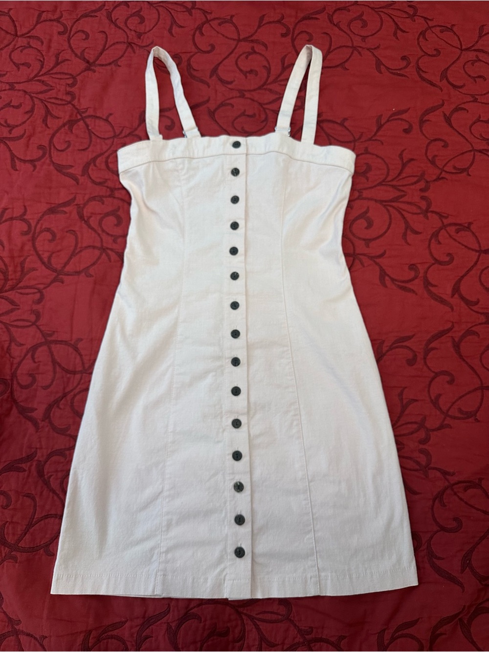 White Button-Front Sleeveless Dress